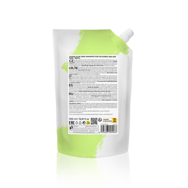 RECHARGE – Shampoing Aloe vera pour cheveux colorés et secs