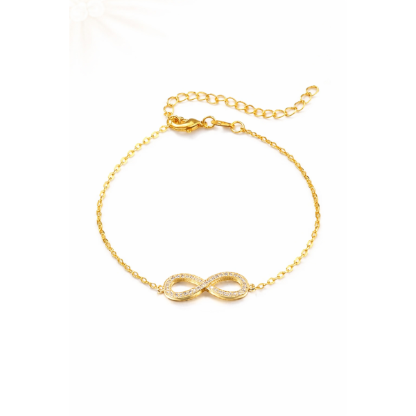 💖 Bracelet Infini Zirconium – Écrin Velours Rose & Gris