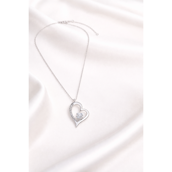 Collier Cœur Argent 925 avec Zirconiums - Élégance et Raffinement