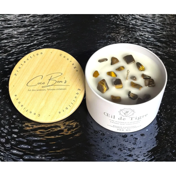Bougie Lithothérapie - Œil de Tigre - 200 ML