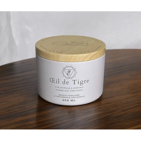 Bougie Lithothérapie - Œil de Tigre - 200 ML