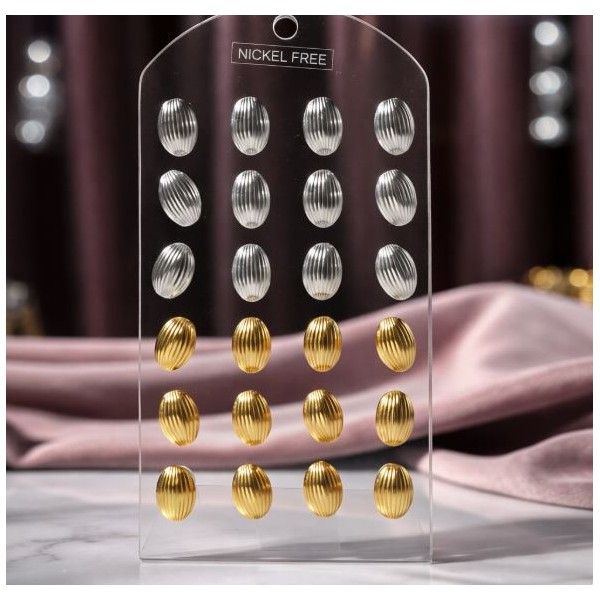 Paires de Boucles d’Oreilles Ovales Striées – Sans Nickel